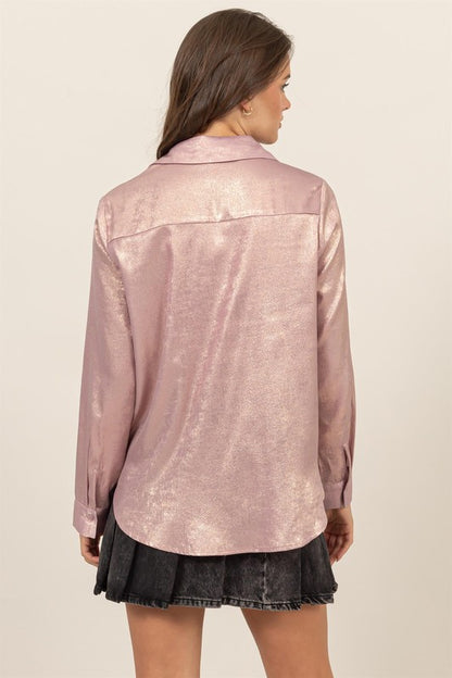 Shimmer Button Down Blouse