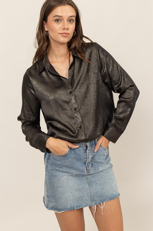 Shimmer Button Down Blouse