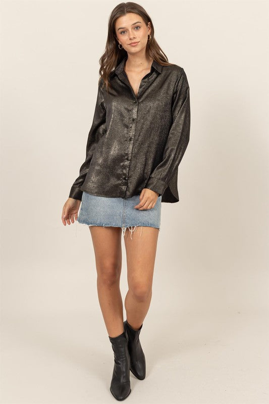 Shimmer Button Down Blouse