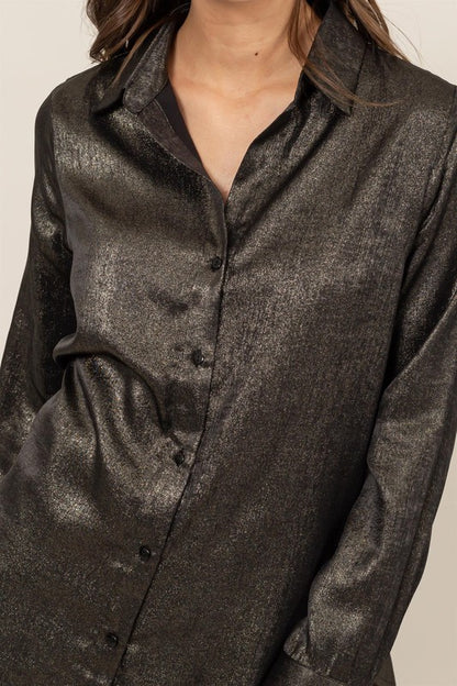 Shimmer Button Down Blouse