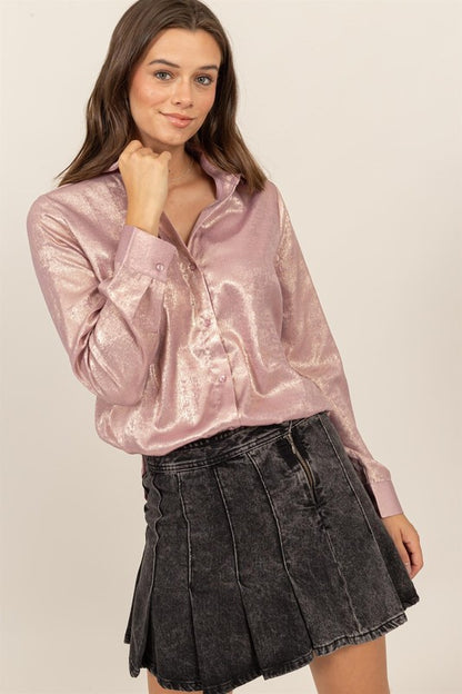 Shimmer Button Down Blouse