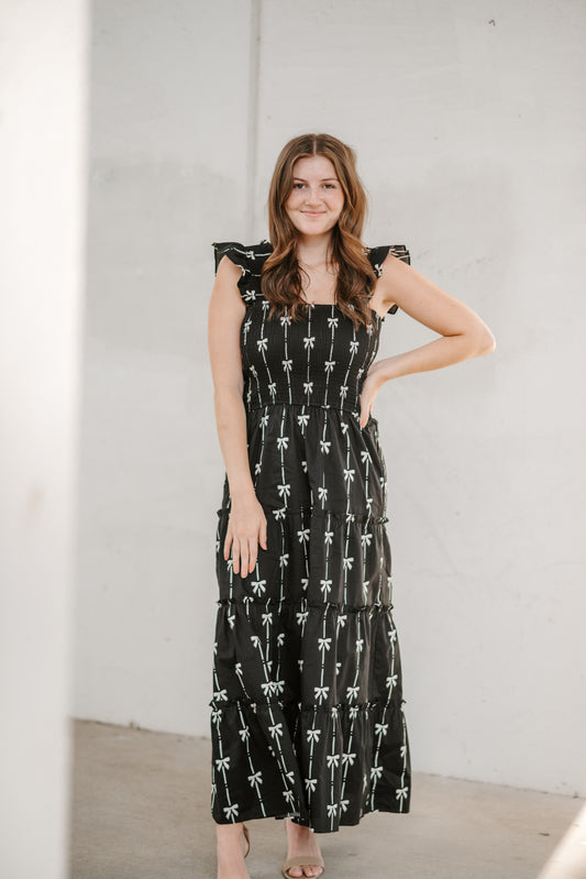 Bow Printed Maxi Dress