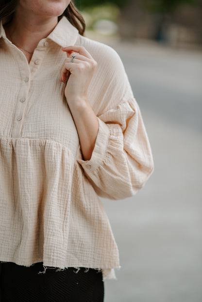 Casual Button Down Baby Doll Top