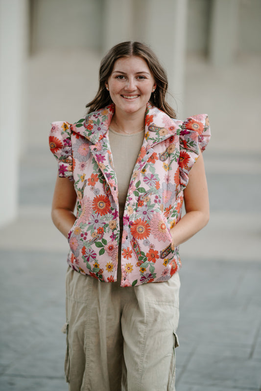 Grace Floral Puff Vest