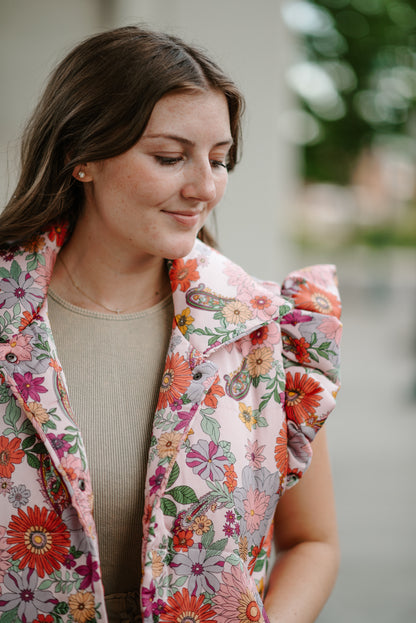 Grace Floral Puff Vest