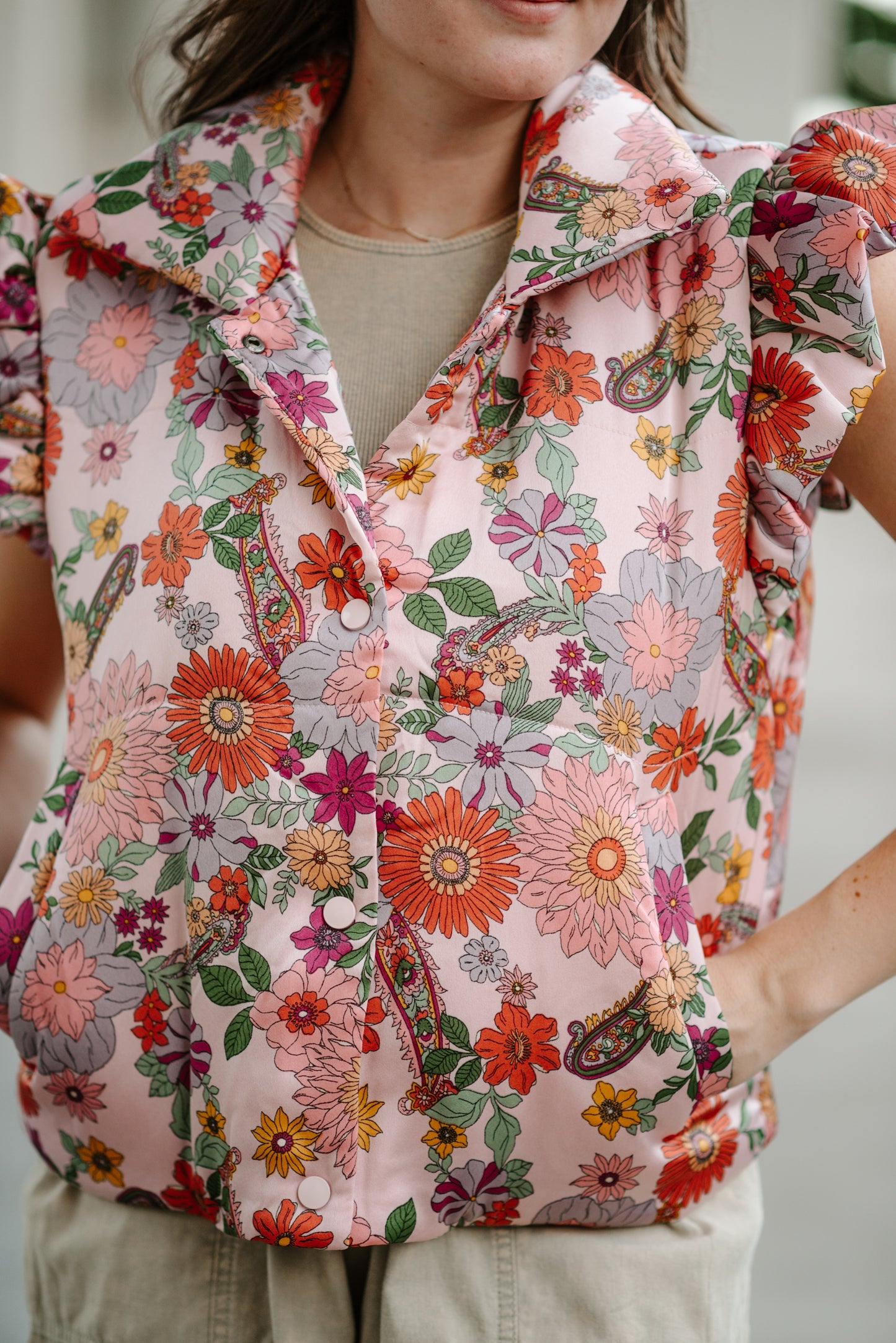 Grace Floral Puff Vest